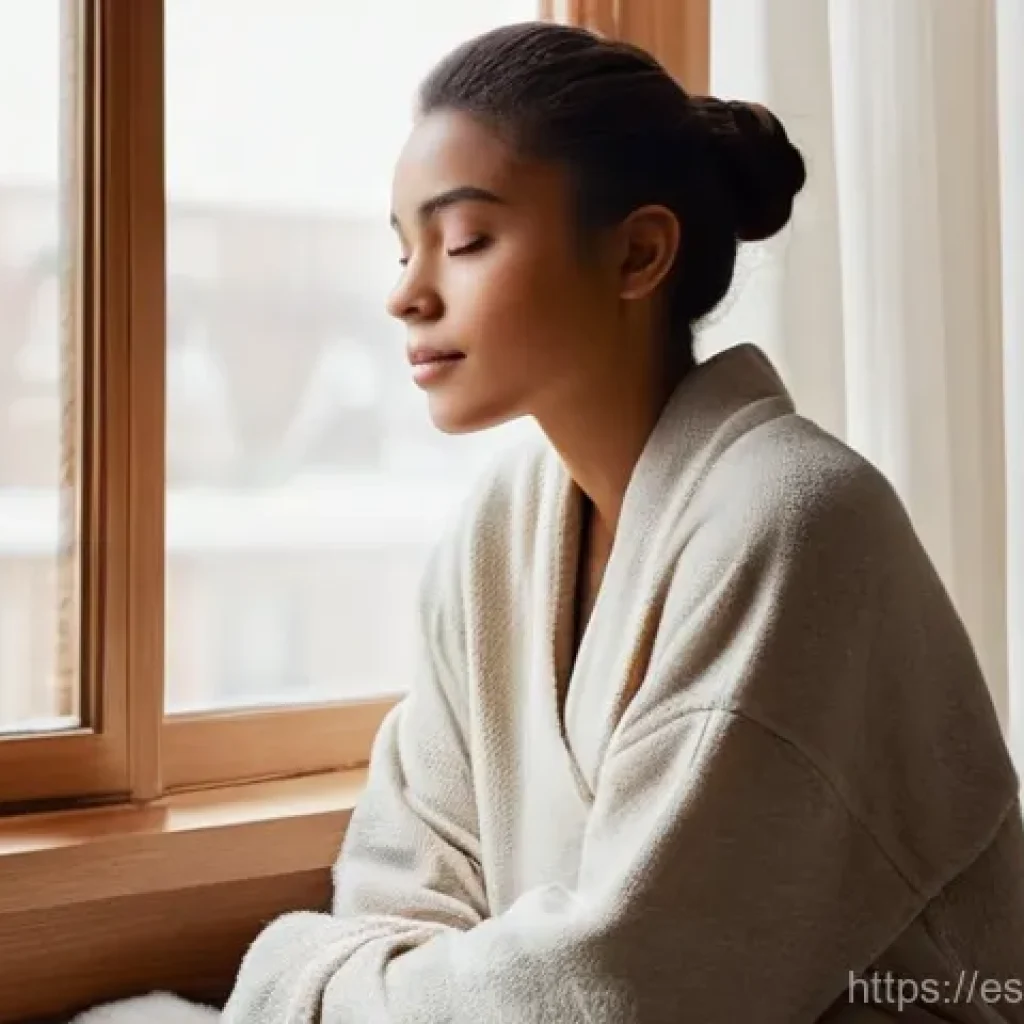 긍정적 정체성을 유지하기 위한 루틴 - **Prompt 1: Serene Morning Reflection**
"A young woman, aged late 20s, with warm brown skin and ...