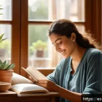 Home 18 자기 이미지 개선을 위한 긍정적 정체성의 필요성 - A serene Spanish woman sitting peacefully in a sunlit room decorated with warm Mediterranean tones, ...